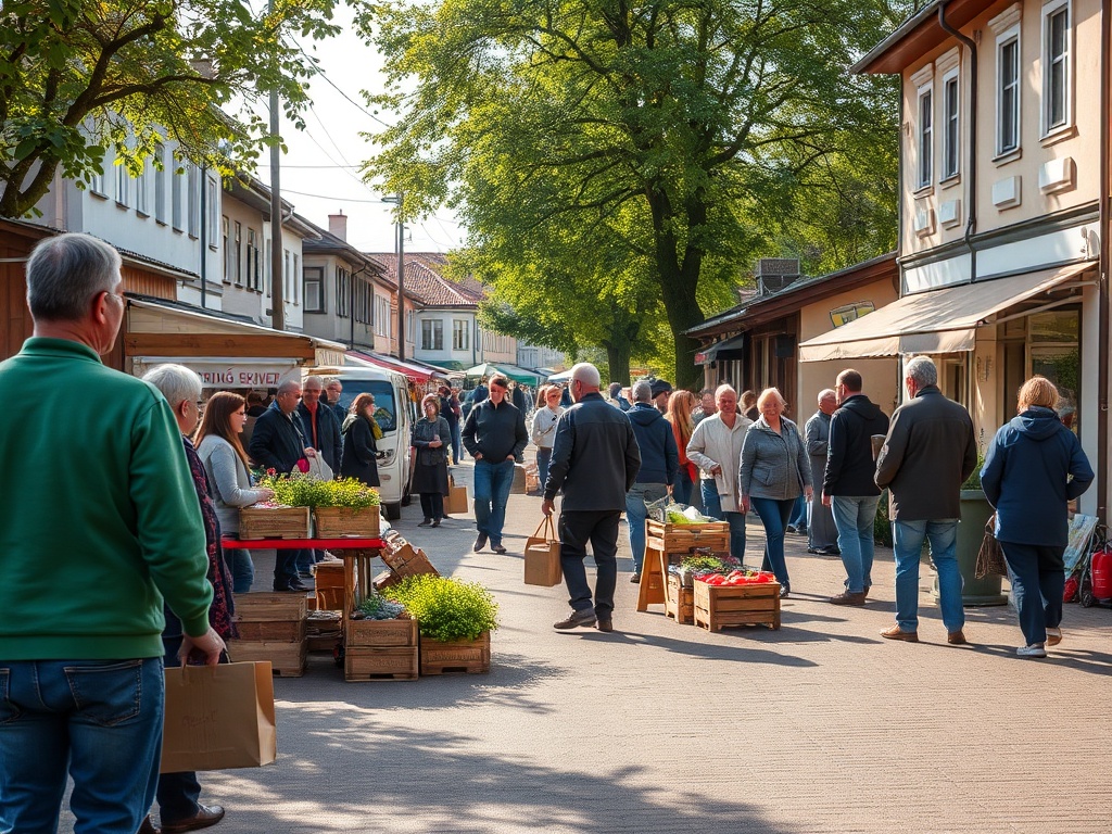 Ilustracja symbolizująca Dzień Ziemi z elementami przyrody i miasta Aleksandrów Kujawski